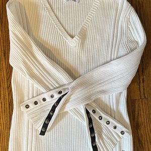 Tommy Hilfiger long sleeved white ribbed heavy cotton shirt, Like New